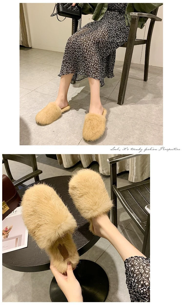 Customize Wholesale Fur Slippers, Lady Slippers, Women Outdoor Footwear Sandals Fur Sliders
