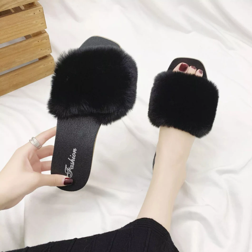 Women Fur Slippers Colorful Fur Sandals Fur Slide Slippers for Ladies