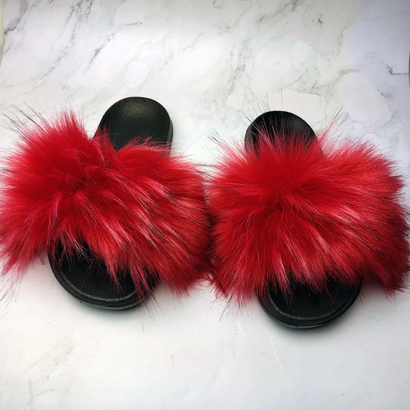 Best Seller Flats Fur Sandals, Wholesale Fur Slippers Women, Cheap Fur Slides Slippers for Ladies