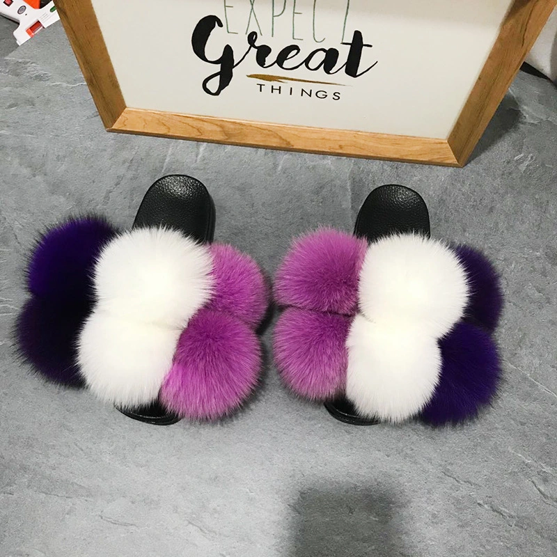 Wholesale Fur Slippers, Colors Ladies Furry Slides Sandals, Women Hot Sale Plush Slippers