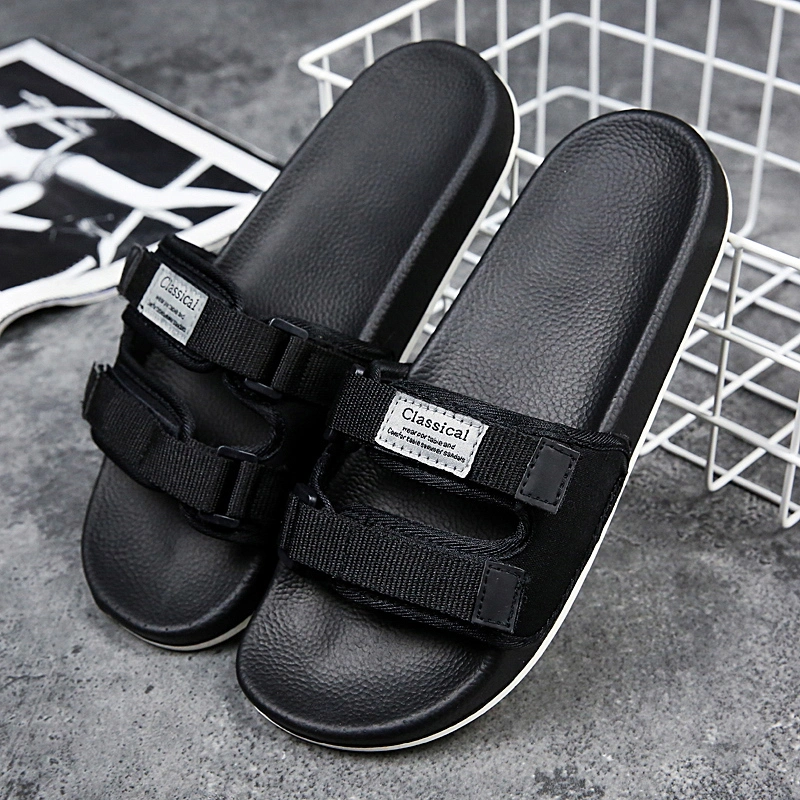 Customize Sandals Slippers Personalized, New Design Outdoor Slippers Shoes Summer, Cheap Wholesale PVC Injection Black Slippers