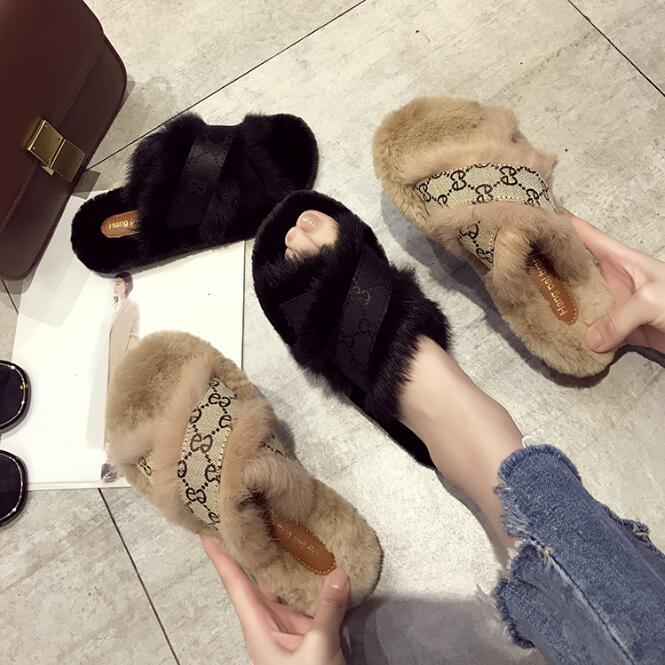 Fur Slippers Lady House Fluffy Slippers Bedroom Fur Sandals Memory Foam Slippers for Women