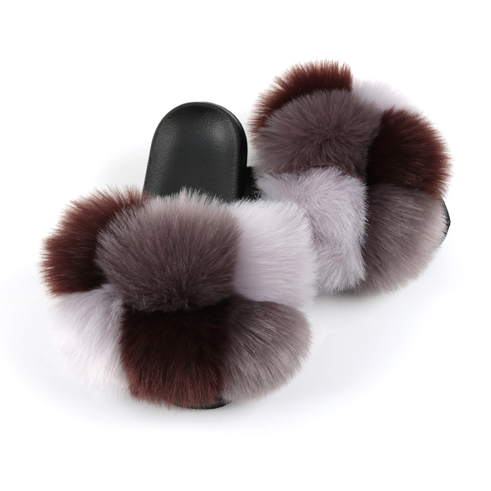 New Hot Lightweight Outdoor Sandals House Slippers for Lady Women Fashion Flat Colourful Fur Slippers