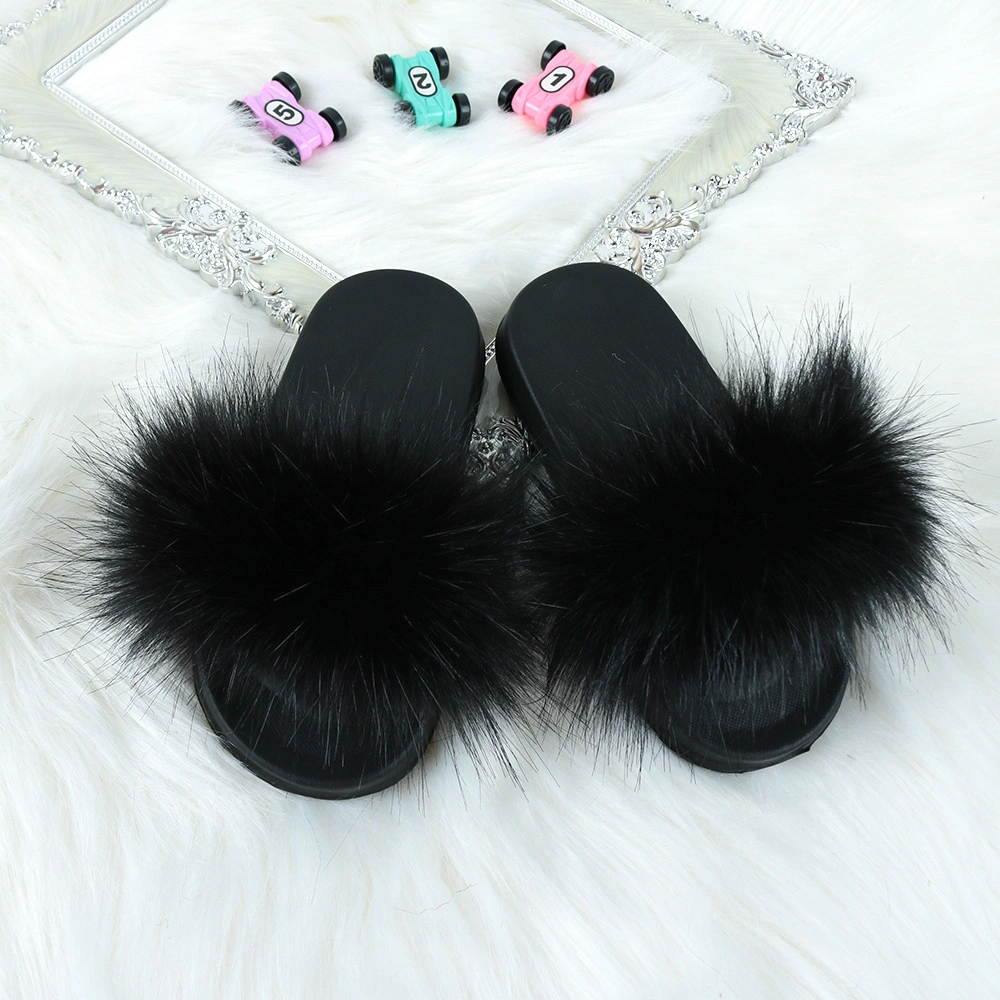 Kid Shoe, Wholesale Fur Slippers for Kids, Cute Sandals with Fur Upper for Kids