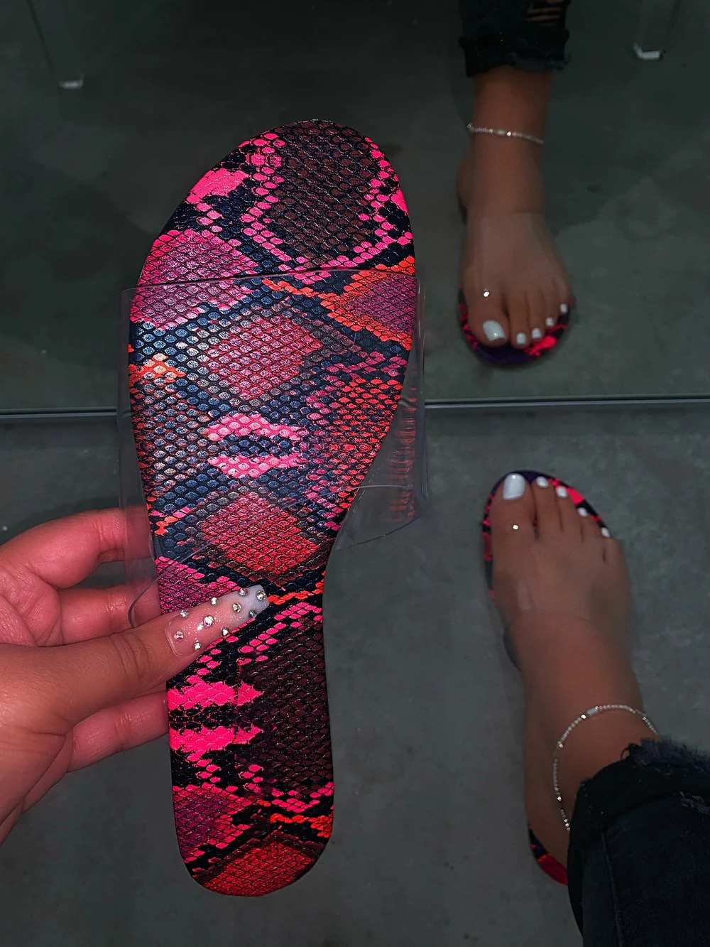 Women Sandals Summer, Transparent Women Slippers, Women Flat Sandals