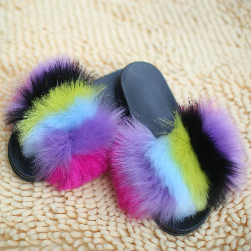 Wholesale Comfortable Soft Non-Slip Fur Slides Slipper for Women
