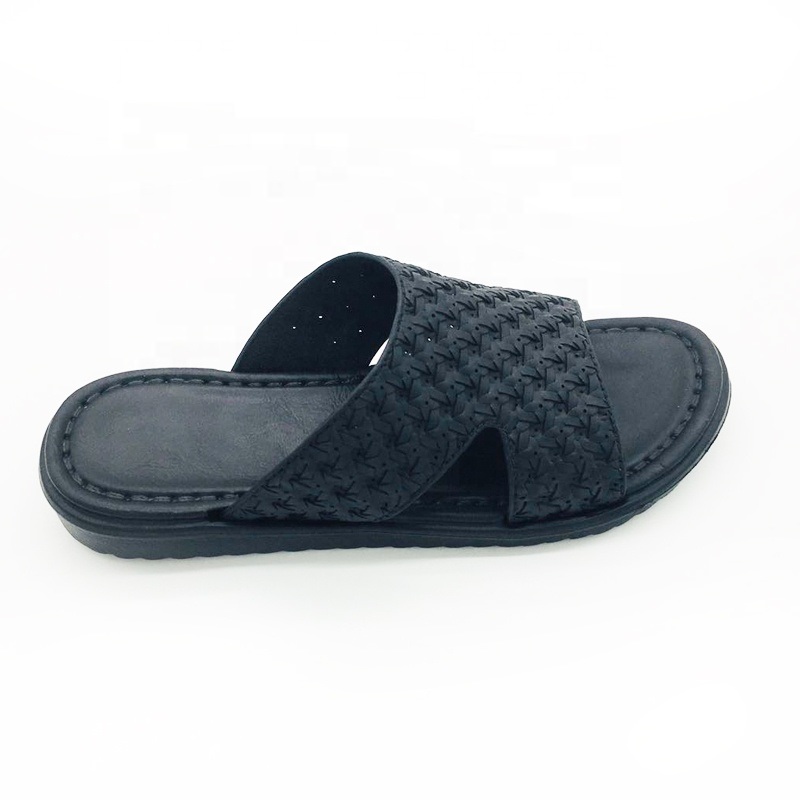2021 New Model Fashion Soft Men's PU Leather Slippers Man Outdoor Beach Slide Sandals