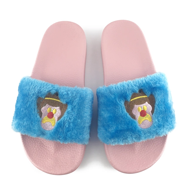 Greatshoe Winter Women Sandal, Pink Faux Fur Slides, Custom Fur Slippers