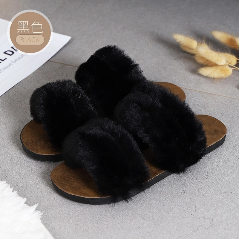 2020 Ladies Fashion Fuzzy Fluffy Fur Outdoor Indoor Slipper Sandals
