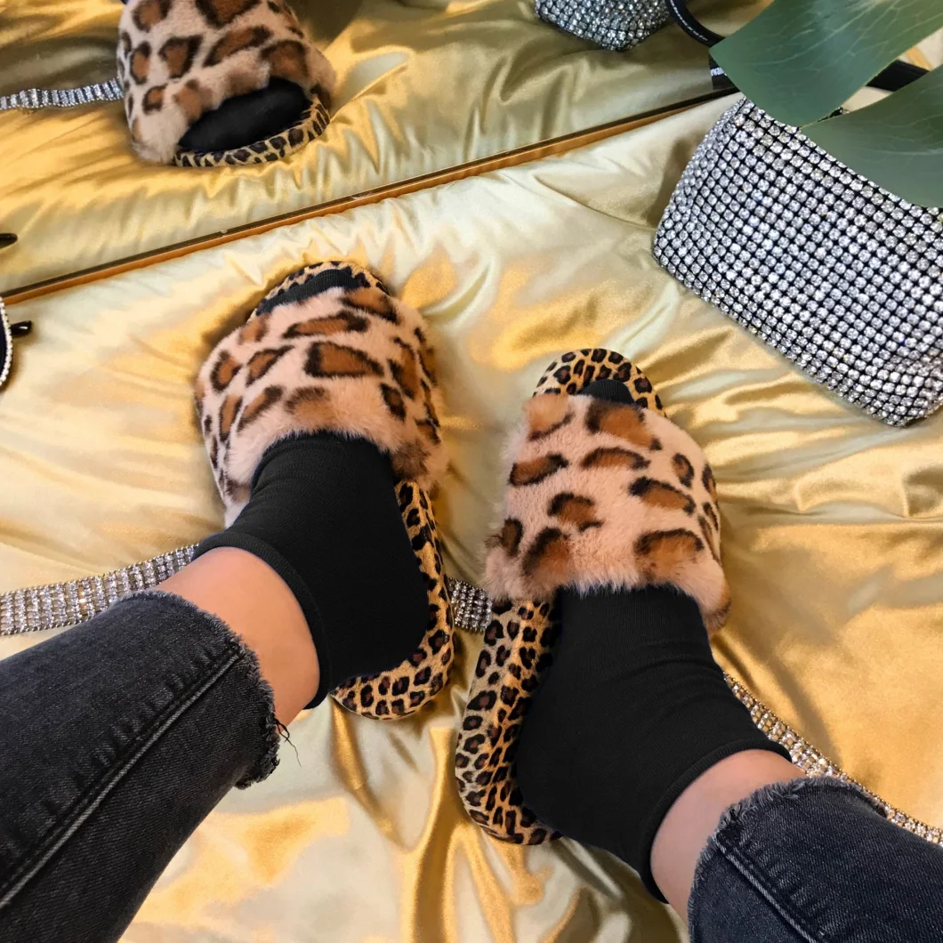 Slipper Manufacturer Summer Furry Slippers Zebra Sandals for Woman