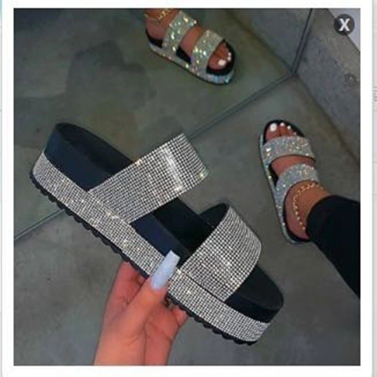 Platform Women Rhinestone Slippers, Wholesale Ladies Slippers, Women Shoes
