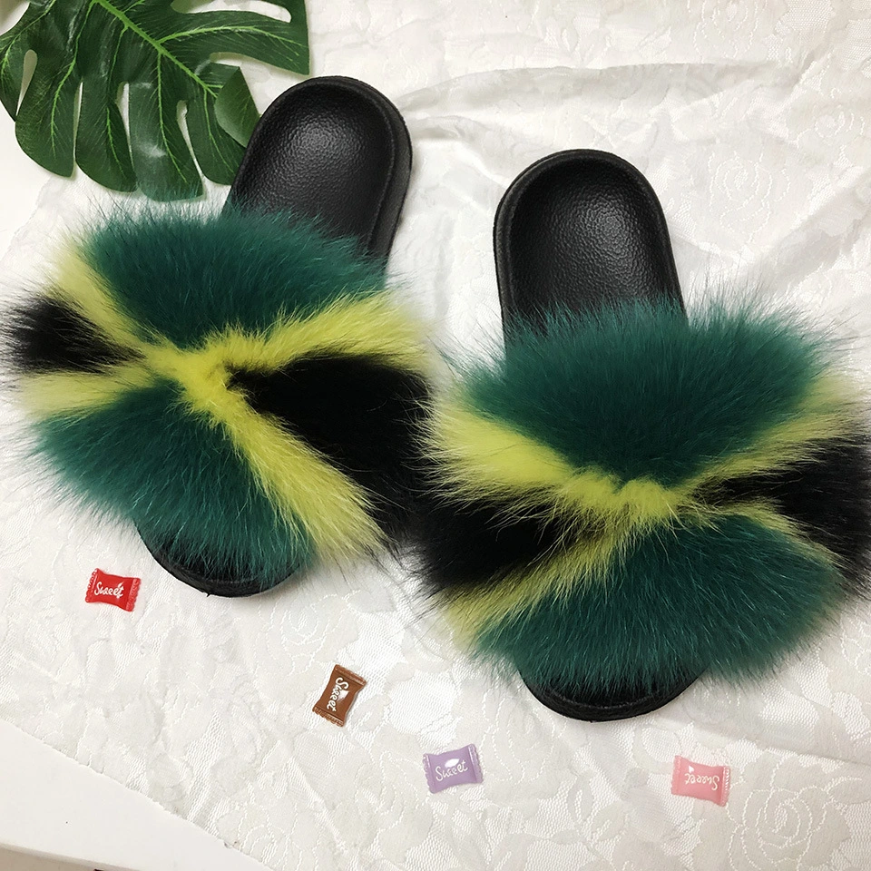 Wholesale Fur Slippers, Open Toe Fluffy House Slippers for Women, Women Fur Slippers