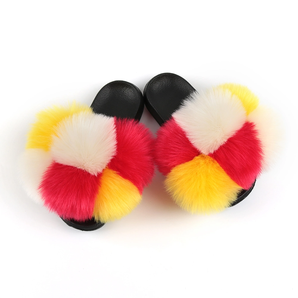 New Hot Lightweight Outdoor Sandals House Slippers for Lady Women Fashion Flat Colourful Fur Slippers