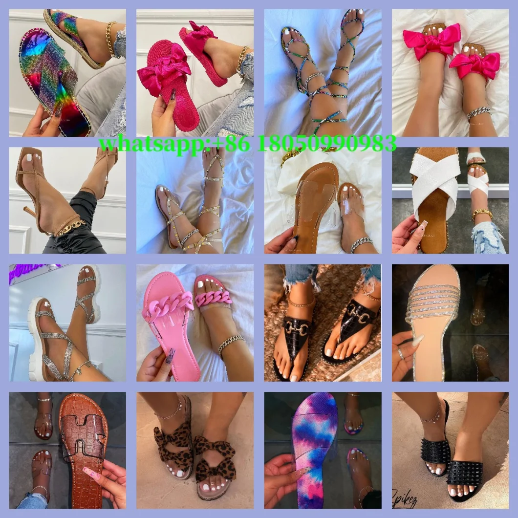 Ins Hot Selling Fashion Slippers, Soft Women Sandals, Wholesale Flip Flops Slide Sandals for Ladies