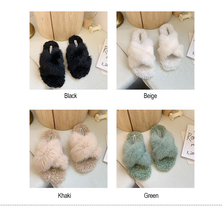 Bedroom Slippers Indoor Girls Winter Home Slippers Women Fur Slippers