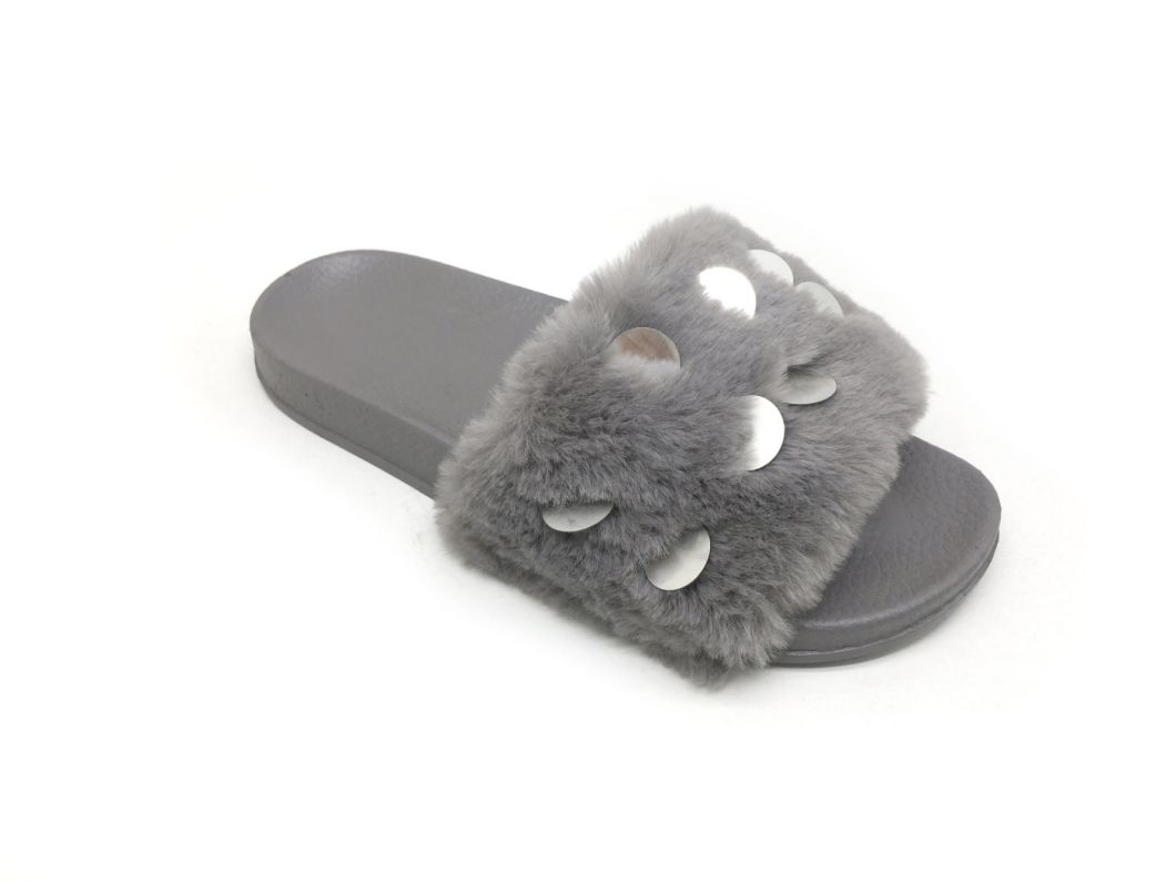 Women Slippers with Light Shiney Piece High Quality Slippers Fur Upper