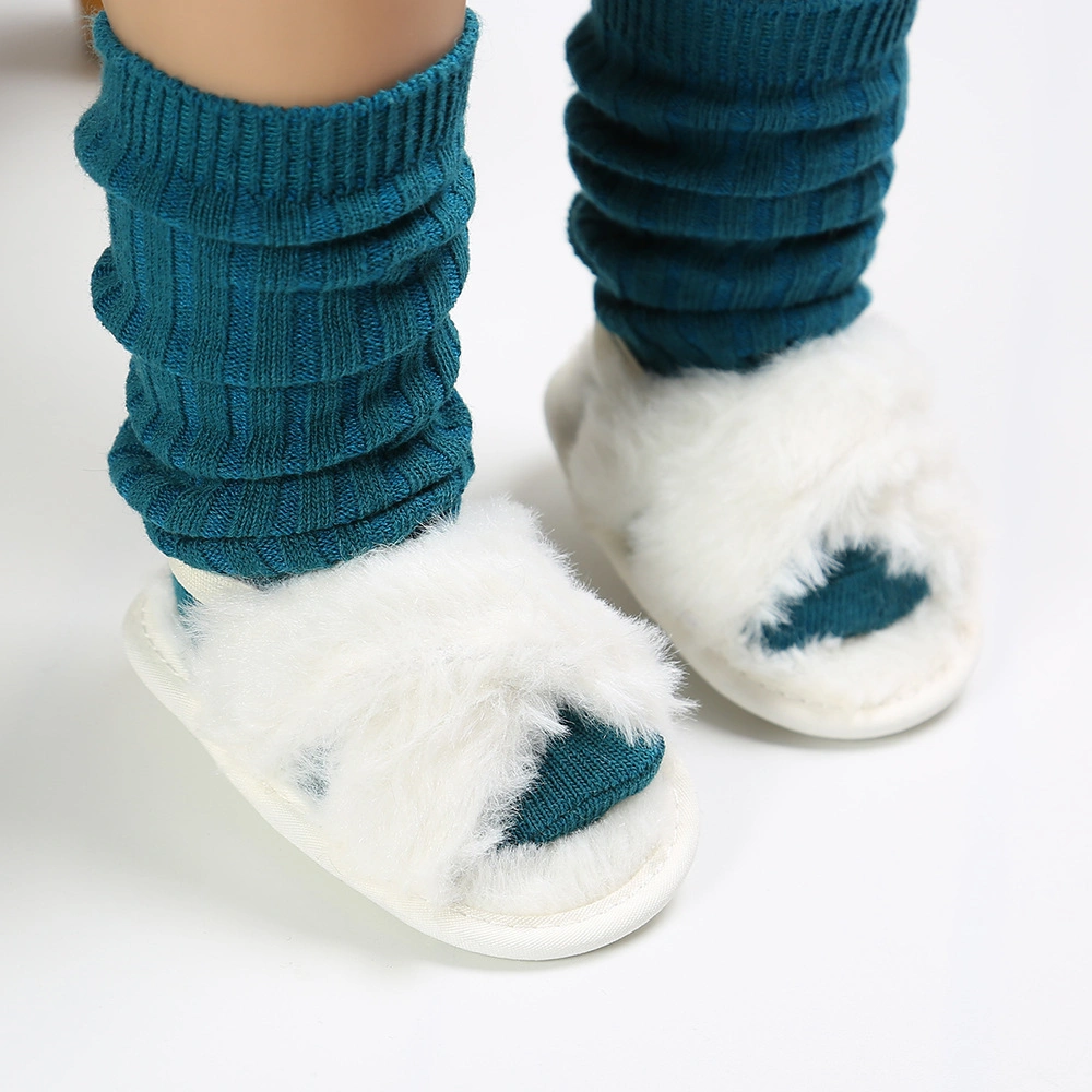 Wholesale Cozy Baby Girls Fur Slippers Sandals, Toddlers Wakling Shoes, Kid Shoe