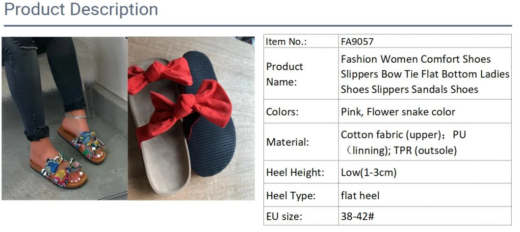 Fashion Women Comfort Shoes Slippers Bow Tie Flat Bottom Ladies Shoes Slippers Sandals Shoes