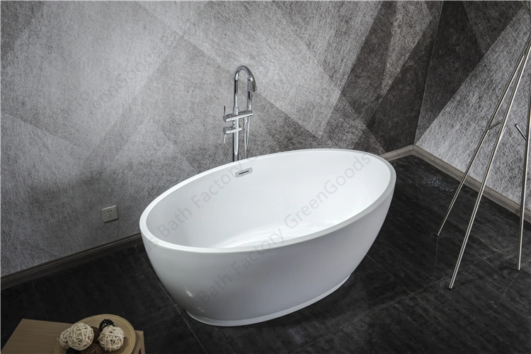 Greengoods Sanitary Ware Curved Edges Freestanding Oval Soaker Bath Tub