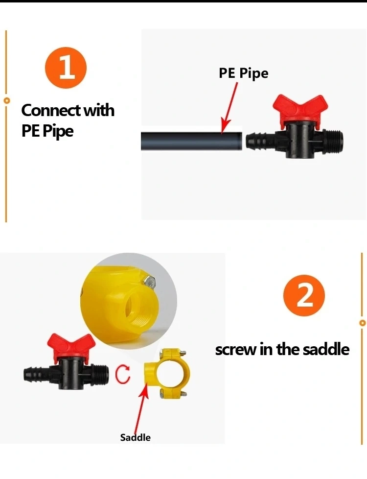 Plastic Flexible Sprinkler Hose Fittings Water Valve for PE/PVC Layflat Hose