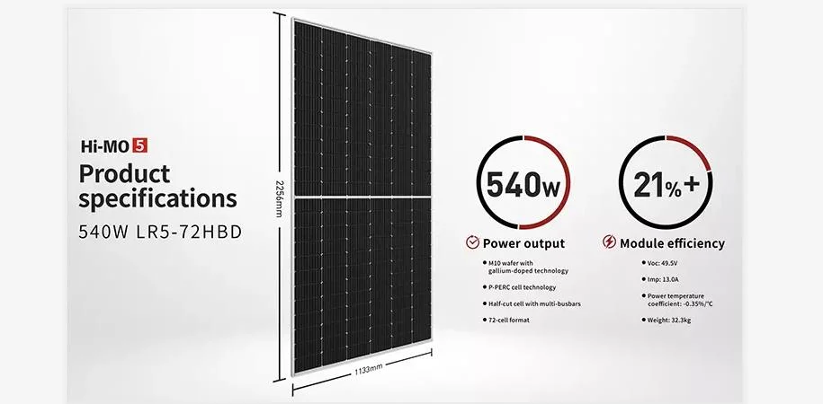 High Efficiency Solar Panels Longi Half Cell Solar Panel 500W 530W 550W Perc for Whole House