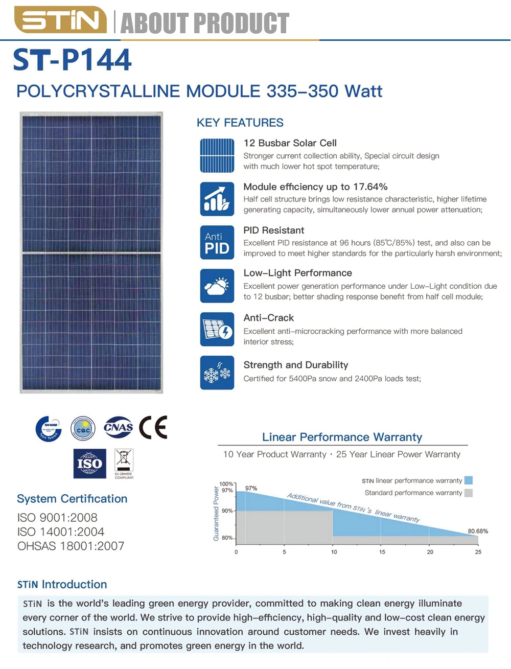 335-350W 12 Busbar Poly V Mono Solar Panels