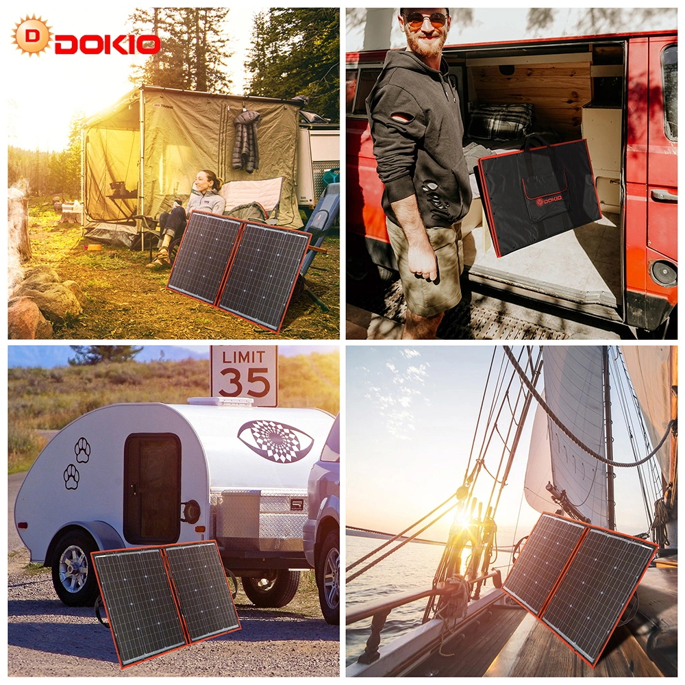 Dokio 18V 80W Flexible Foldable Mono Solar Panel Outdoor Portable Solar Panel for Travel&Boat&RV High Quality Solar Panel China
