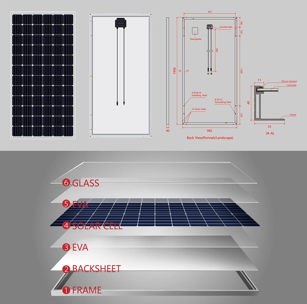 Ja Mono 24V Solar Panel 340W 345W 355W 360W with High Efficiency