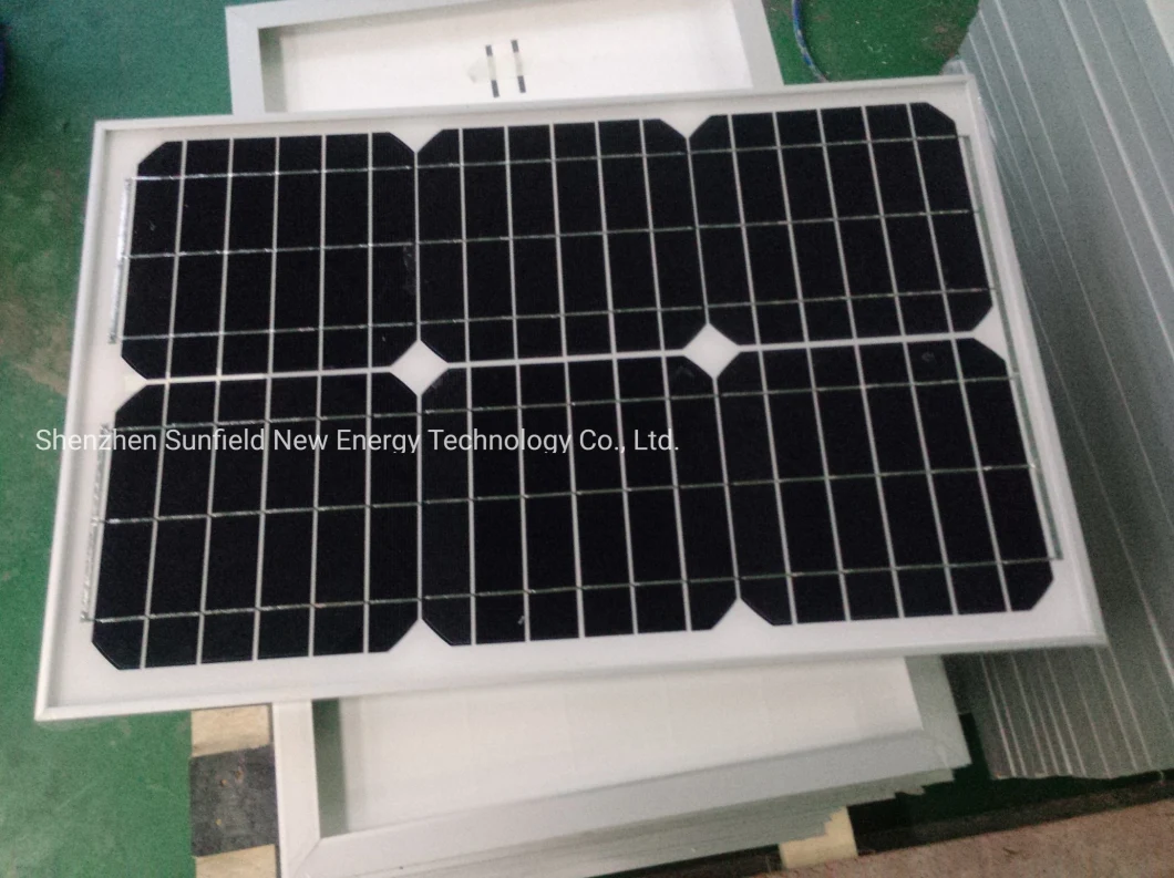 China High Efficiency Monocrystalline 25W 18V 12V Solar Panel Module Cells for 12V Battery Charging