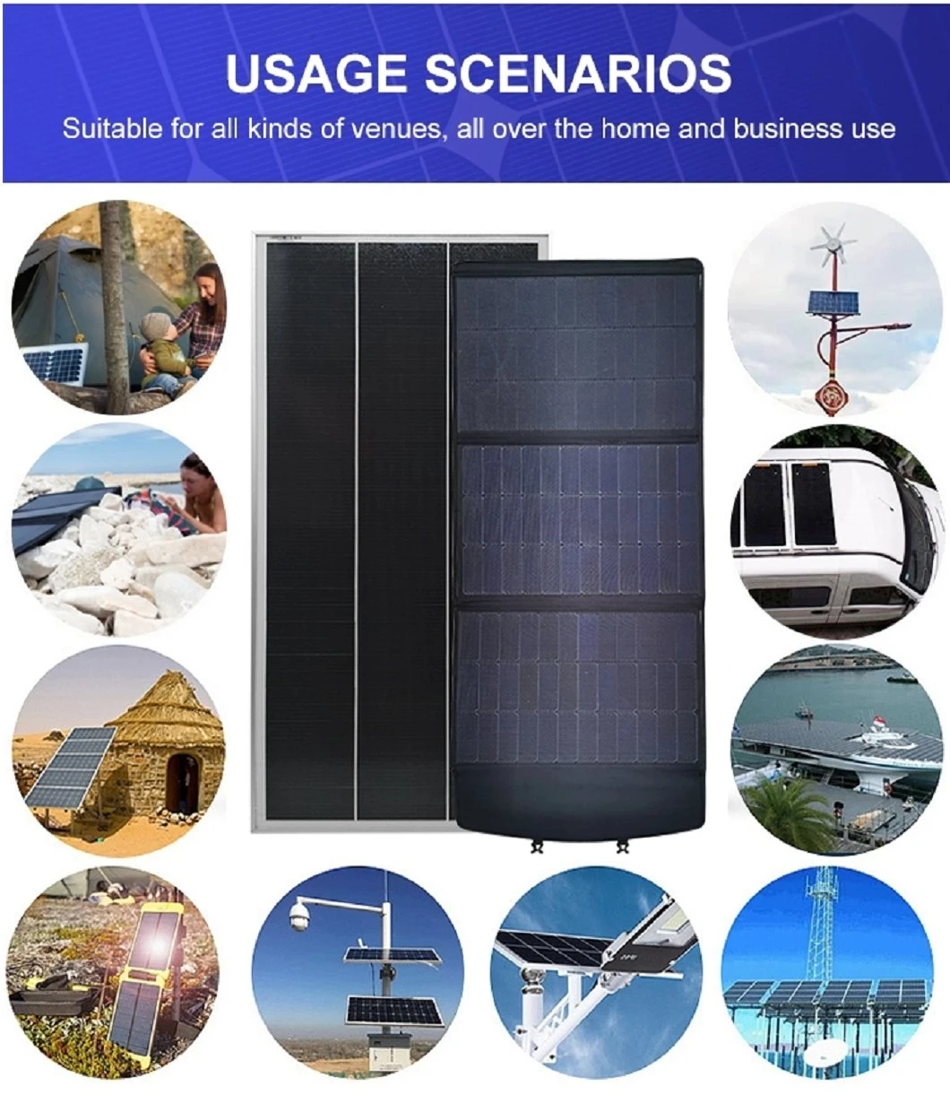 50W 100W 120W 150W Semi-Flexible Module 12V Solar Panel Monocrystalline Caravans Boats Vans Motorhome