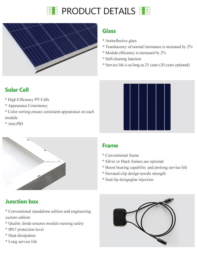 60 Cells 260W 265W 270W 275W Poly PV Solar Panels for Sale