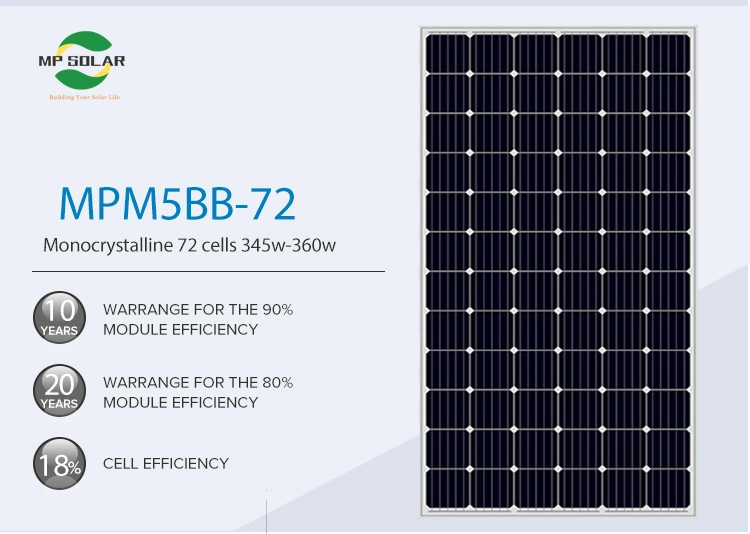 Hot Sell Price 340W 345W 350W 360W Monocrystalline PV Solar Panel Manufacturer