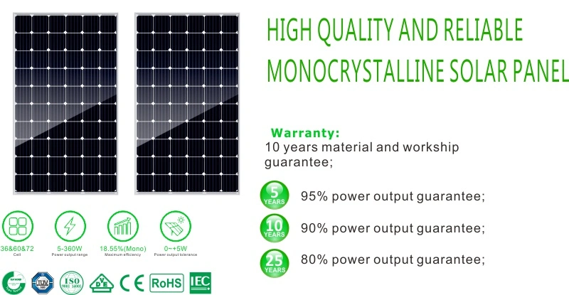 360W Mono Solar Panel 360wp High Efficiency PV Monocrystalline Mono Solar Panels for Small Home Use