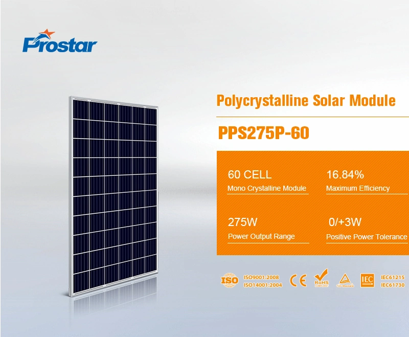 275W Polycrystalline Solar Panel 275wp Well Warranty 60cells Poly Solar Panel for All Installation Scenarios
