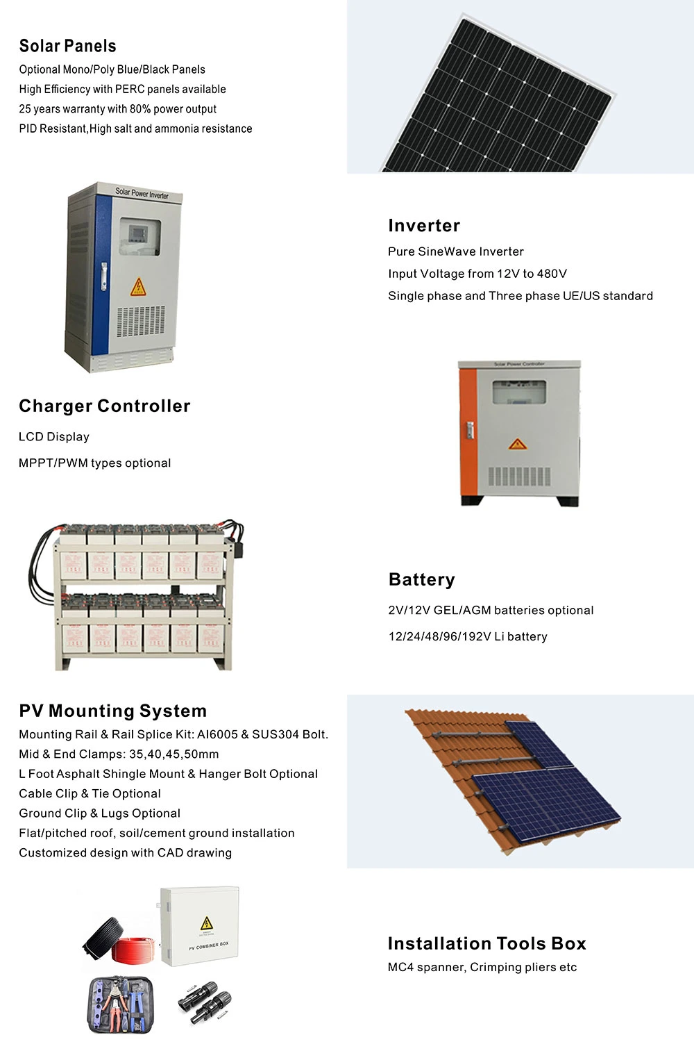 50kw off Grid Solar Power System Solar Panel Cleaning System for Industry
