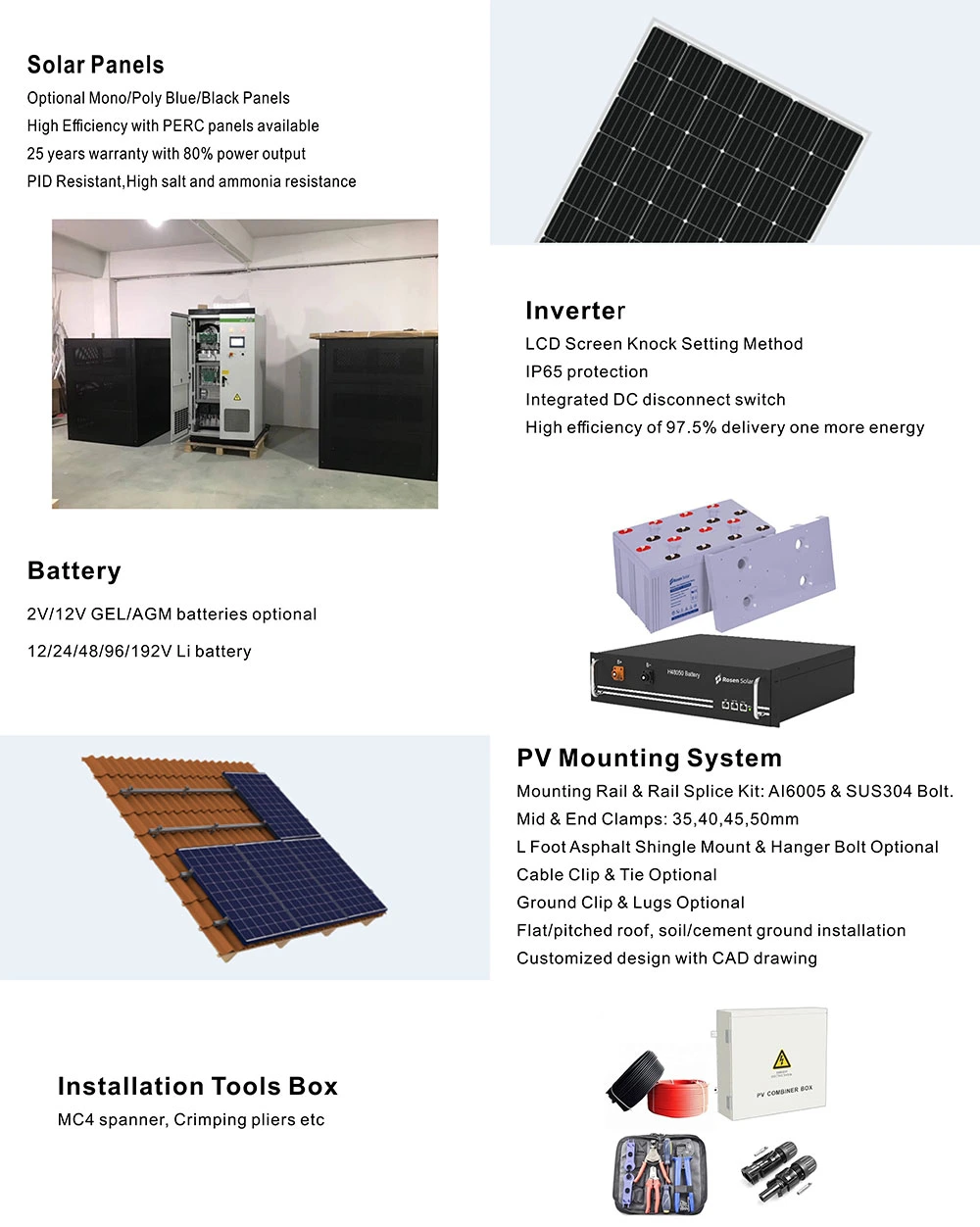 Industrial Hybrid Solar Power System 500kw Hybrid Solar Panel System for Factory Roof
