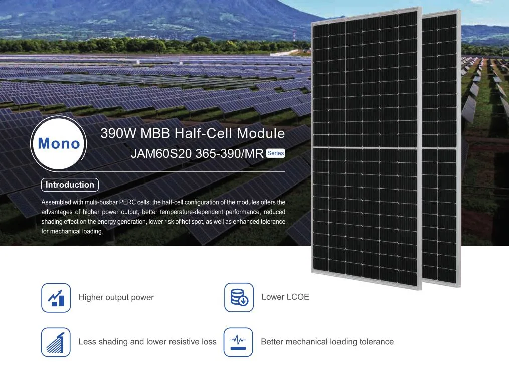 Ja 120 Half Cells Solar Panel 370W 380W 390W Monocrystalline High Efficiency Photovoltaic Panel Module