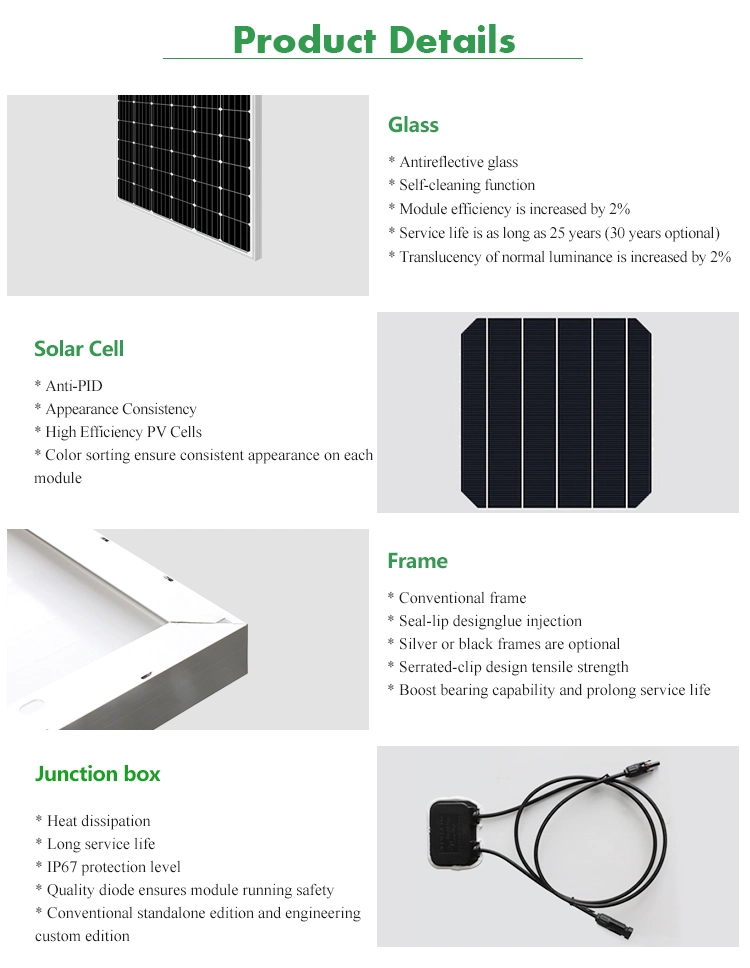 Monocrystalline 450W 460W 470W 480W China Half Cut Solar Cell Solar Panels 9bb