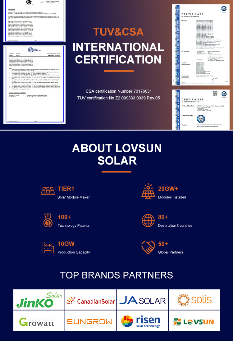 Lovsun New Product 182mm 144cells Solar Panel 550W 545W 540W 535W 530W Mono Perc Solar Panels