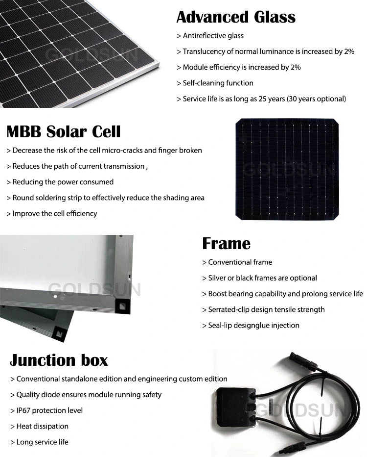 370W Solar Panel Monocrystalline Monocrystalline Solar Power Panel
