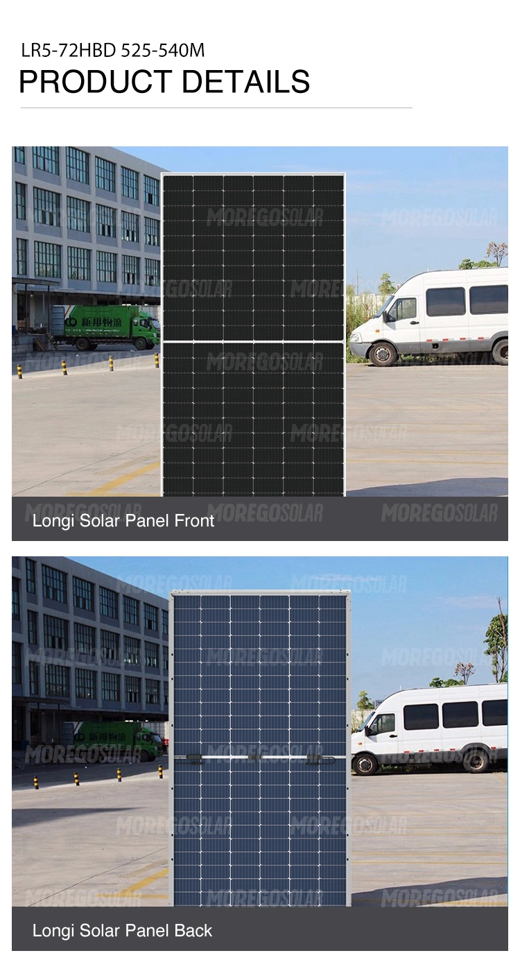 Longi Lr5 PV Module 182mm Bifacial Solar Panels Price 530W 535W 540W PV Solar Panel