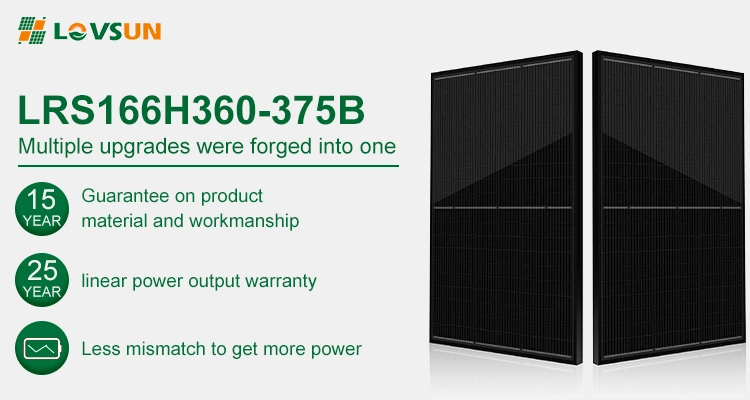 Full Black 360W 365W 370W 375W Solar Panel Monocrystalline Photovoltaic Panel Module