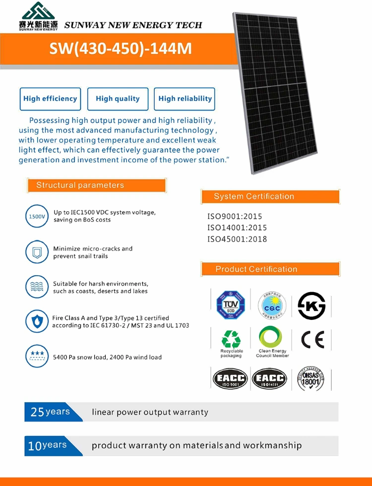 A Grade 9bb 405W Mono Half-Cut Solar Panel Solar Panel Mono Solar Panel