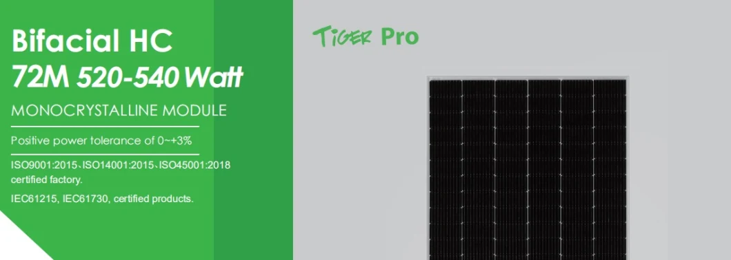 Jinko Tiger PRO 520W 525W 530W 535W 540W 72 Cell Half Cut Bifacial Solar Panels