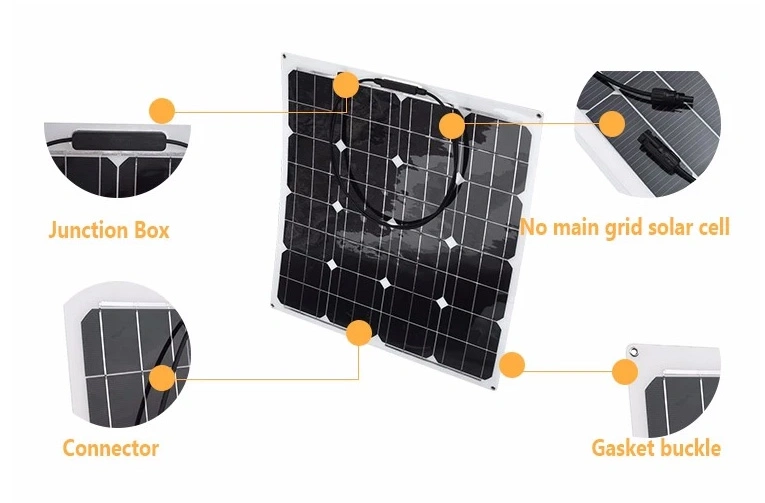 High Efficiency Solar Cells 120W 18V Solar Power Semi Flexible Solar Panel