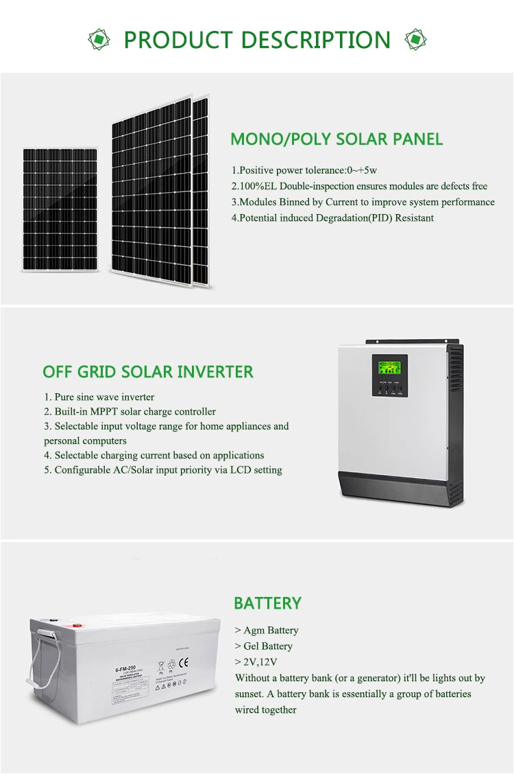 Sunway 240V DC Solar Panel 5kw off Grid Solar System AC Output EU or Us Standard