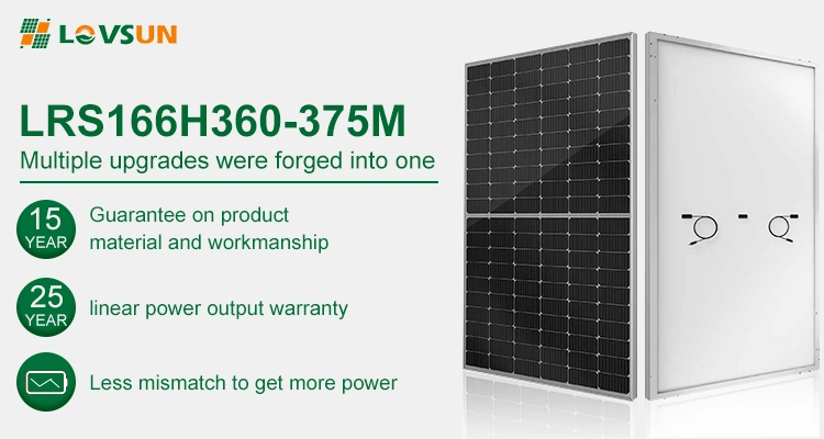 Mbb/9bb Lovsun 360W 365W 370W 375W 120 Half Cells Solar Panel
