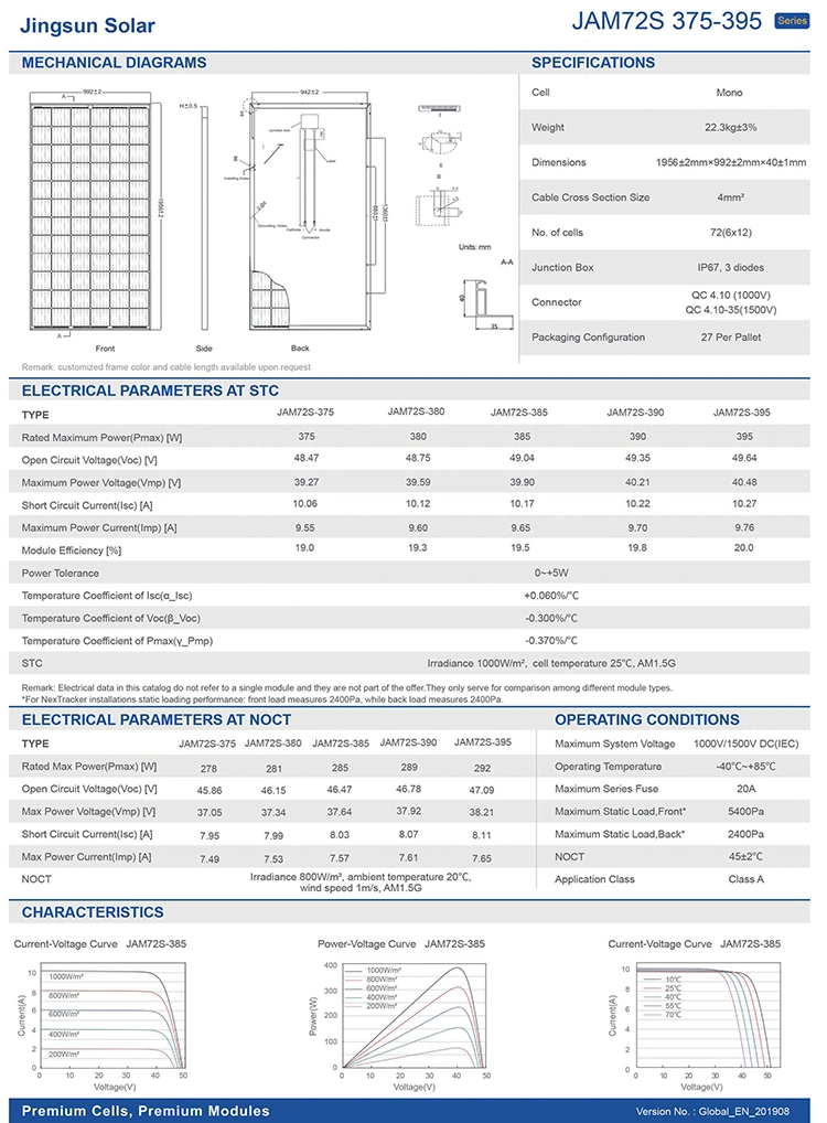 Factory Low Price 72cells Mono 375W Solar Panel Set with TUV CE ISO Solar
