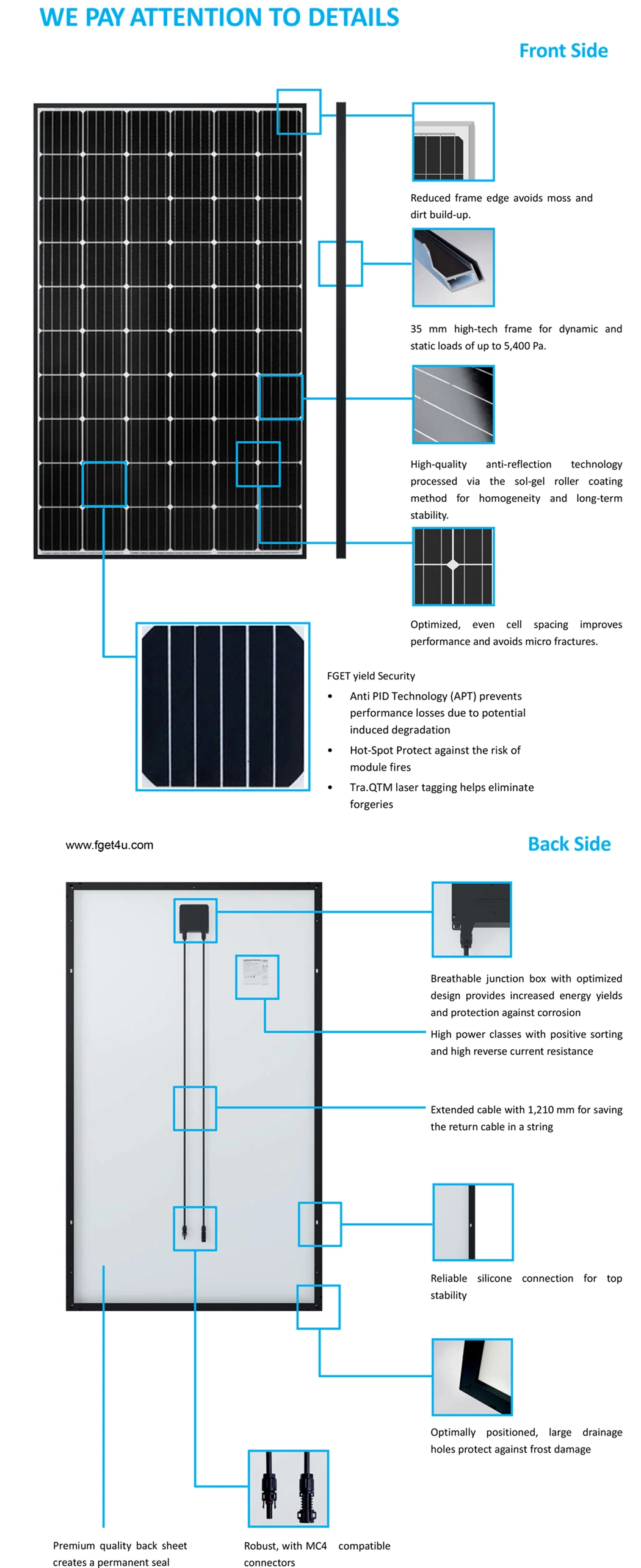 70 Watts Best Efficient Solar Panels with 36PCS Solar Cell