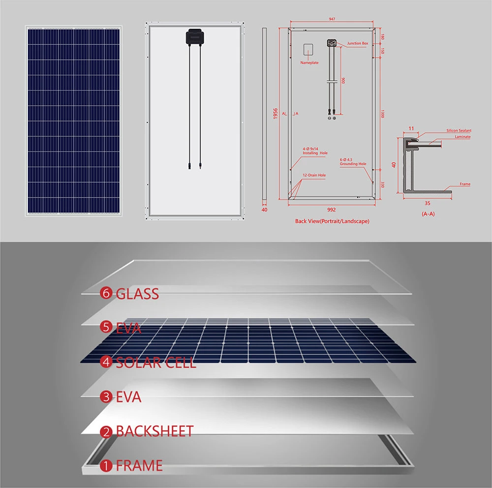 24V Solar Panel 370W Poly 370W 12bb Perc Solar Panels